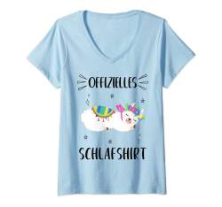 Damen Offizielles Schlafshirt Alpaka Lama Schlafanzug Pyjama T-Shirt mit V-Ausschnitt von Offizielles Schlafshirt Alpaka Lama