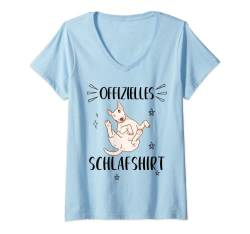 Damen Offizielles Schlafshirt Hund Bullterrier Mama Schlafanzug T-Shirt mit V-Ausschnitt von Offizielles Schlafshirt Hund Bullterrier