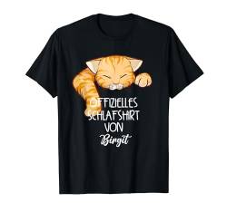 Offizielles Schlafshirt Von Birgit Nachthemd Katzen T-Shirt von Offizielles Schlafshirt Katze Pyjama mit Namen