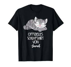 Offizielles Schlafshirt Von Sarah Nachthemd Katze T-Shirt von Offizielles Schlafshirt Katze Pyjama mit Namen