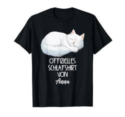 Offizielles Schlafshirt Von Anna Katzen Nachthemd T-Shirt von Offizielles Schlafshirt Katzen Pyjama Namensshirt