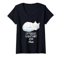 Offizielles Schlafshirt Von Anne Katzen Nachthemd T-Shirt mit V-Ausschnitt von Offizielles Schlafshirt Katzen Pyjama Namensshirt