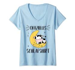 Damen Offizielles Schlafshirt Kuh Schlafanzug Pyjama T-Shirt mit V-Ausschnitt von Offizielles Schlafshirt Kuh