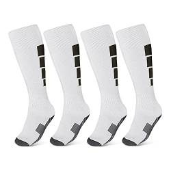 Offtrte Kids Soccer Socks, [2 Pairs] Athletic Knee High Socks for Youth Boys Girls for Age 6-12 (White) von Offtrte