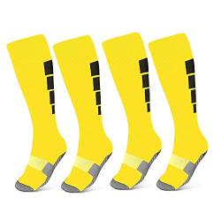 Offtrte Kids Soccer Socks, [2 Pairs] Athletic Knee High Socks for Youth Boys Girls for Age 6-12 (Yellow) von Offtrte