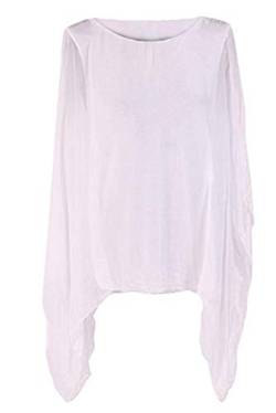 OgLuxe Damen-Bluse mit Fledermaus-Motiv, Übergröße, zwei Schichten, Weiß, XX-Large von OgLuxe