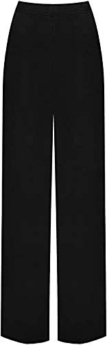 OgLuxe Damen Hose Palazzo mit weitem Bein, elastisch, Größe 36-54 Gr. 46-48, Schwarz von OgLuxe