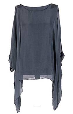 OgLuxe Plus Size Damen Seide Batwing Top Zwei Schichten Bluse, Charcaol, Large von OgLuxe