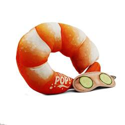 Oh My Pop Pop! Prawn-Neck Travel Pillow and Sleeping Mask Reisekissen, 36 cm, Rot (Red) von Oh My Pop!