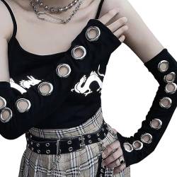 OhMill Punk Gothic Handschuhe Arm Ärmel UV-Schutz Hip Hop Kostüm Disco Kostüm Nachtclub Zubehör für Männer Frauen Rocker Party Cosplay (Skelett-Armstulpen) von OhMill