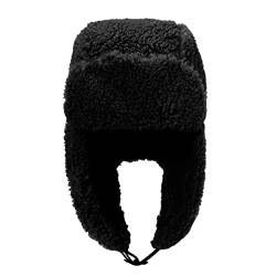 OhMill Unisex Warmer Lei Feng Hut mit Ohrenklappen Winter-Thunderbolt-Hut Skimütze Trapper Hut für Skateboard Skifahren Laufen Klettern Radfahren,56-60cm (Schwarz) von OhMill