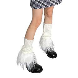 OhMill Warme Socken Damen Mädchen Kostüm Zubehör Mode Baumwollsocken Y2k Beinwärmer Kawaii Socken mit Halloween,Fasching, Mottoparty,Verkleidung,Theater,Accessoire (Weiß) von OhMill