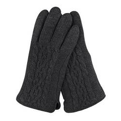 OhMill Winter Warm Touchscreen Handschuhe Autofahren Handschuh mit Fleece Gefütterte für Outdoors Frauen Damen und Mädchen (Schwarz-Strickhandschuhe) von OhMill