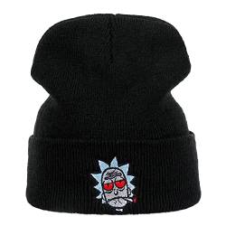 Ohjijinn Jinxy Rick Daily Beanie Knit Hats, Slouchy Warm Cap, Soft Headwear for Men Women (Black), schwarz, Einheitsgre von Ohjijinn