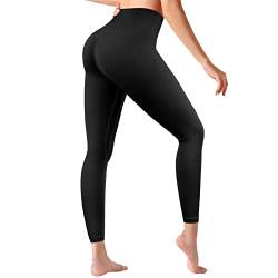 Oielai Leggings für Damen High Waist, Weiche Push Up Leggings Yoga Lange Leggings Slim Sports Leggins mit Innentasche, Schwarz, L von Oielai