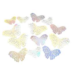 Oikabio 84 Stück 3D Hollow Schmetterling Wand Tattoos Aufkleber, Abnehmbare Wohnen Kultur für Kinder Schlaf Wohnen Party Hochzeit, Silber von Oikabio