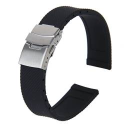 Oikabio Armband für Armbanduhr, Schnalle, Silikonband, wasserdicht, 20 mm, Sport, Schwarz , Streifen von Oikabio