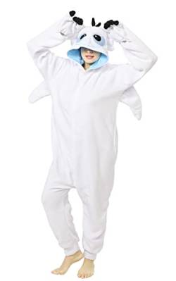 Oiziuzio Animal Unisex Einteiler Holloween Cosplay Kostüm Drache Pyjama für Erwachsene Damen Herren, Weiss/opulenter Garten, L von Oiziuzio