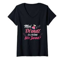 Damen Mei Dirndl is z kloa für zwoa - Drindl T-Shirt mit V-Ausschnitt von Oktoberfest Trachten & Dirndl Mode