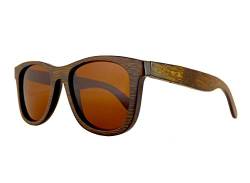 Okulars® Dark Bamboo - Sonnenbrille aus Holz für Damen & Herren, Handgefertigt - eine Größe - Polarisierte und Verspiegelte Gläser - UV400 Schutz - Cat.3 (Braun) von Okulars