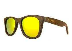 Okulars® Dark Bamboo - Sonnenbrille aus Holz für Damen & Herren, Handgefertigt - eine Größe - Polarisierte und Verspiegelte Gläser - UV400 Schutz - Cat.3 (Gold) von Okulars