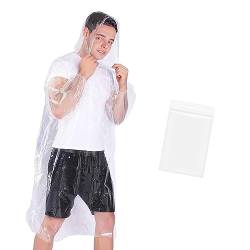 Okydoky 1 Stück Durchsichtig Regenponcho, Regencape Regenjacke Regenmantel Damen Herren,Einweg Regenbekleidung,Transparent Wasserdicht,Tunnelzug Kapuze und Elastische Manschette（YP-XK,1P）.DE von Okydoky