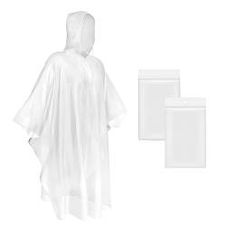 Okydoky Regenponcho mit Kapuze(Transparent,2 Stück) Kordelzug Kapuze und Dickeres Material, Wasserdicht Einweg Regenjacken für Festivals, Konzert, Wandern, Radfahren, Outdoor(Poncho,2).DE von Okydoky