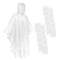 Okydoky Regenponcho mit Kapuze(Transparent,20 Stück) Kordelzug Kapuze und Dickeres Material, Wasserdicht Einweg Regenjacken für Festivals, Konzert, Wandern, Radfahren, Outdoor(Poncho,20).DE von Okydoky