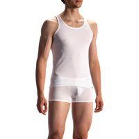 Olaf Benz Herren Tanktop weiß Baumwolle unifarben von Olaf Benz