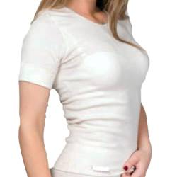 Olanmarp Premium Fashion Angora Damen-Unterhemd 1/2 Arm mit 40% Angora + 60% Baumwolle- Leichte Eleganz, maximale Wärme - Farbe Wollweiss - Made in EU (Gr. L, 40% Angora,60% Baumwolle) von Olanmarp