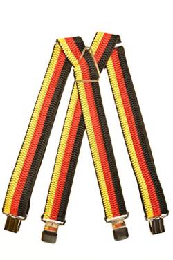 Hosenträger extra starken für Herren X Form mit 4 Clips, Klassiker Design mit Fahne/Flagge - 4cm. Deutschland von Olata