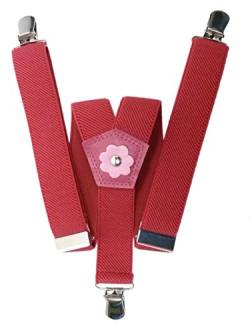 Olata Kinder Hosenträger Y Form/Elastische Clip-on Hosenträger mit Blumendesign (1-5 Jahre) – 2,5 cm. Fuscia Rosa von Olata