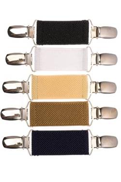 Olata elastischer Cardigan-Clip | Blusenraffer für Damen. Paket von 5 - Schwarz/Weiß/Hellcreme/Creme/Marineblau (Silber Clips) von Olata