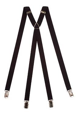 Olata klassische schmale Hosenträger X-Form mit überkreuzten Riemen und Metallclips – 2 cm. Schwarz von Olata