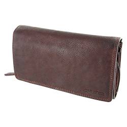 Leder Damen Geldbörse XXL, Lederbörse Portemonnaie Brieftasche Nappaleder mit 2 großen Geldscheinfächer, Box Travel Organizer Echtleder (19/ 10,5/ 4 cm) von Old River