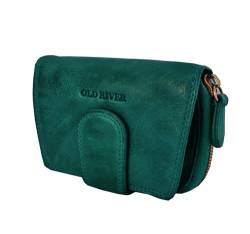 Old River Damen Leder Geldbörse Klein, Damen Portemonnaie, Geldtasche mit Kartenfächer Z5025 (9/13,5/3 cm), gewaschenes echt Leder von Old River