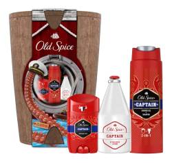 Old Spice Geschenkset für Männer in Fass, mit Captain Duschgel, Deo-Stick & Original Aftershave-Lotion von Old Spice