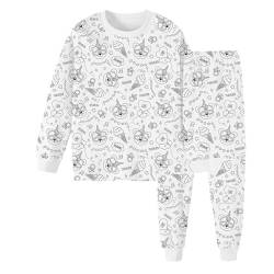 Oldmoom DIY Pyjamas zum Ausmalen für Kinder, Pyjamas zum Ausmalen für Kinder,Sketch Buntes Kinder-Pyjama-Set - Färben Sie Ihr eigenes langärmliges Pyjama-Oberteil und Ihre eigene Hose von Oldmoom