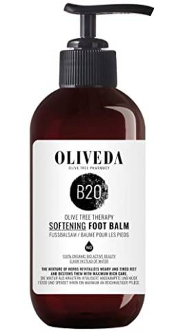 Oliveda B20 - Fußbalsam Softening - Fußpflege Fußcreme - Rundumschutz für die Füße - Olivenöl, Vitamin E, Kampfer, Menthol, Rosmarin, Tyhmian, Salbei- 250 ml von Oliveda