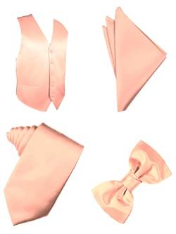 Oliver George 4-teiliges Herren-Weste, Smoking-Kleid, Krawatte, Taschentuch-Set für Anzug oder Smoking, Pfirsich, 4X-Large von Oliver George