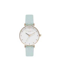 Olivia Burton Analog Quarzuhr für Damen mit Mintgrünes Lederarmband - OB16AM143 von Olivia Burton