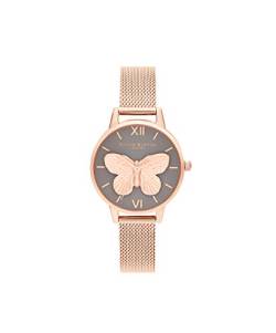 Olivia Burton Analog Quarzuhr für Damen mit Roségoldfarbenes Edelstahlarmband - OB16MB28 von Olivia Burton