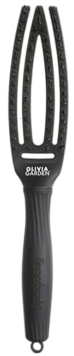 Olivia Garden Ikonische Pflege Fingerbrush mit Wildschweinborsten & Nylon, Totalschwarz, Größe S von Olivia Garden