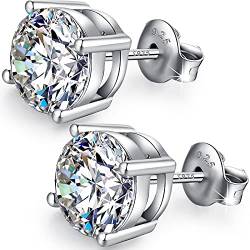 Ohrringe Damen Ohrstecker 925 Sterling Silber Set Schmuck Zirkonia Geschenk für Damen Herren (5mm) von Oliyotz