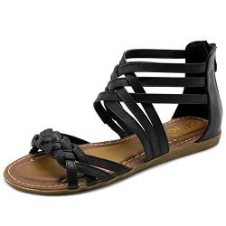 Ollio Damen Schuh Gladiator Riemen Reißverschluss Mehrfarbig Sandale, Schwarz (schwarz), 42 EU von Ollio