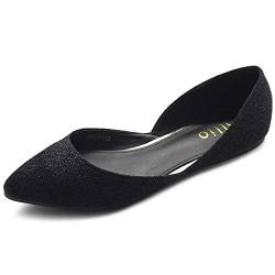 Ollio Damen Schuhe Glitzer Casual Comfort Light Pointed Toe Ballerinas F112, Schwarz (schwarz), 40 EU von Ollio