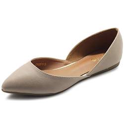 Ollio Damen Schuhe Kunstleder Slip On Komfort Leicht Spitze Zehen Ballerinas F113, Nude, 40.5 EU von Ollio