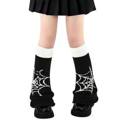 Olreco Beinstulpen Kawaii Beinstulpen Y2K Harajuku Beinstulpen für Mädchen Frauen Gyaru Niedliche Beinstulpen Goth Lolita Zubehör, B Schwarzes Spinnennetz ausgestellt, Einheitsgröße von Olreco