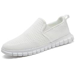 Oltyutc Herren Slip On Schuhe Sportschuhe Mesh Leichte Freizeitschuhe Turnschuhe Loafer Bequeme Wanderschuhe Sneakers Weiß 39 EU von Oltyutc