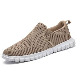 Oltyutc Schuhe Herren Mesh Leichte Freizeitschuhe Sportschuhe Bequeme Schlupfschuhe Turnschuhe Walking Schuhe Sommer Atmungsaktiv Slip-On Sneaker Khaki 40 EU von Oltyutc